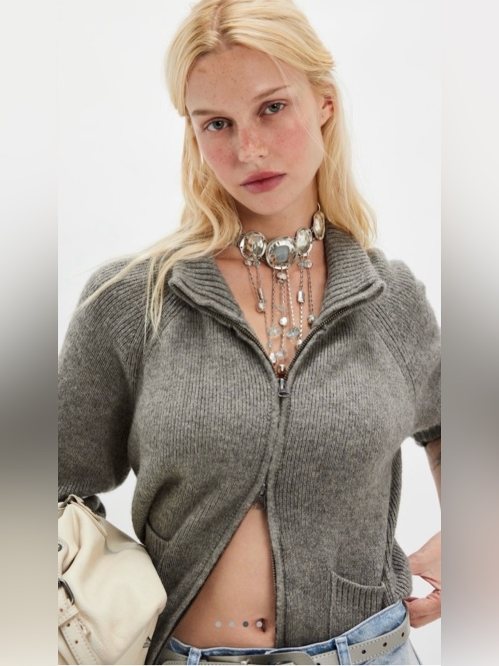 NEW Free People Speak Up Statement Layer Necklace in Silver New $68 retail